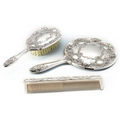 Antique Silver Plated 3-Piece Dresser Set